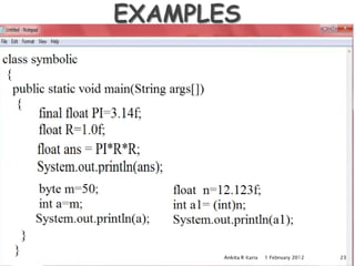 Constants, Variables and Data Types in Java