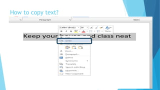 Inserting and editing text in MS Word | PPT