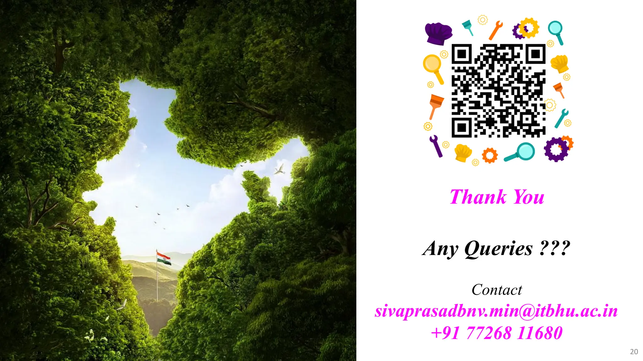 20
Thank You
Any Queries ???
Contact
sivaprasadbnv.min@itbhu.ac.in
+91 77268 11680
 