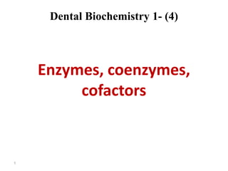 Dental Biochemistry 1- (4)



    Enzymes, coenzymes,
         cofactors



1
 