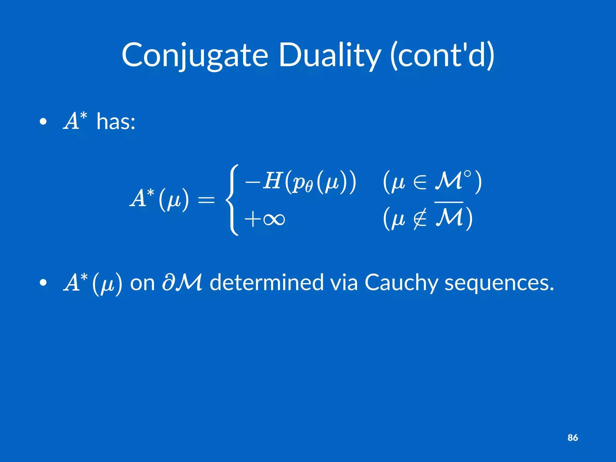 Conjugate*Duality*(cont'd)
• "has:
• "on" "determined"via"Cauchy"sequences.
86
 