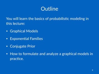 Outline
You$will$learn$the$basics$of$probabilis3c$modeling$in$
this$lecture:
• Graphical*Models
• Exponen3al*Families
• Co...