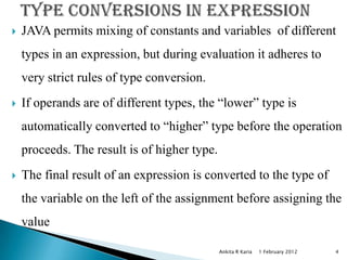 Operators and Expressions in Java | PPTX
