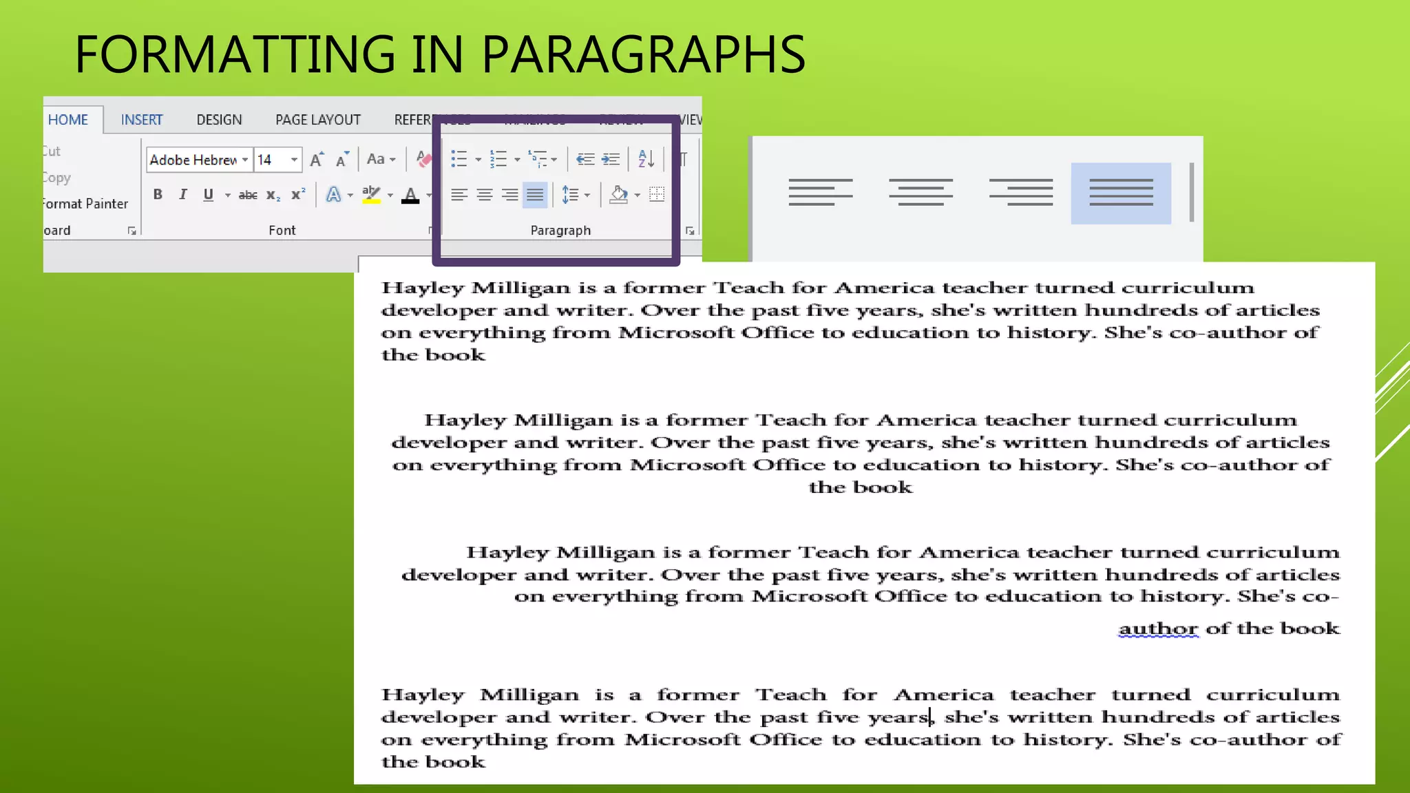 FORMATTING IN PARAGRAPHS