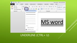 Underline Format Formatting of Text in Ms Word | PPTX