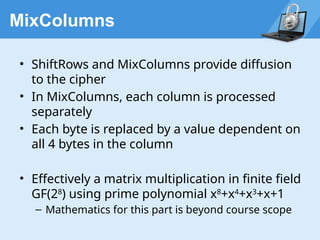 Mixcolums Lec 5-6 - Modern Ciphers Complete Lecture | PPTX