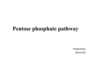 Pentose phosphate pathway
Prepared by
Maria Gul
 