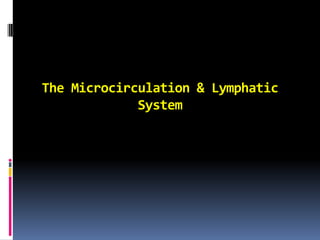 The Microcirculation & Lymphatic System 
