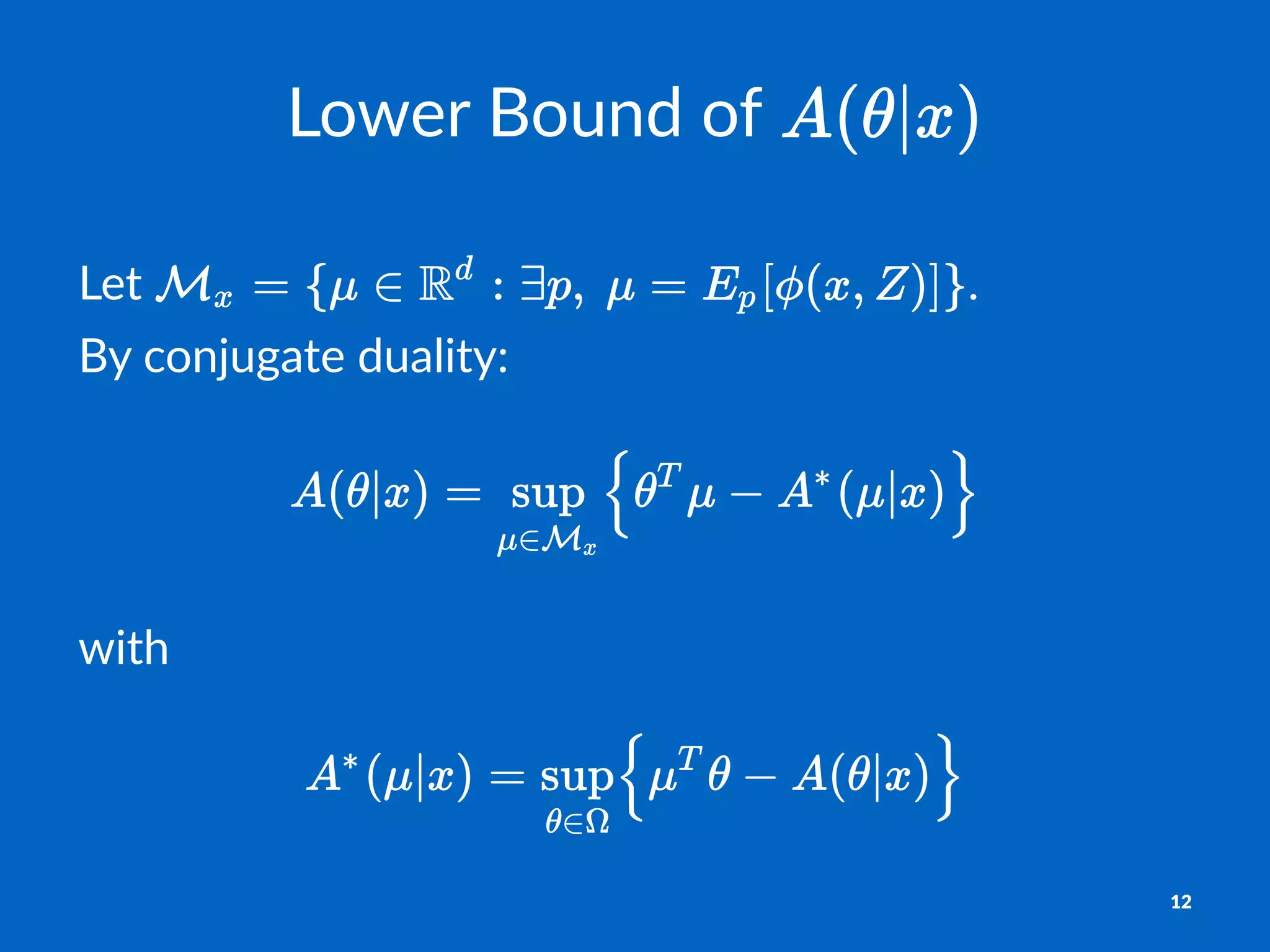 Lower&Bound&of&
Let$ .$
By$conjugate$duality:
with%
!
12
 