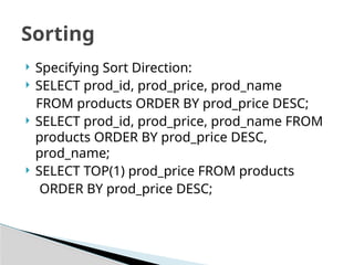 SQL command practical power point slides, which help you in learning ...