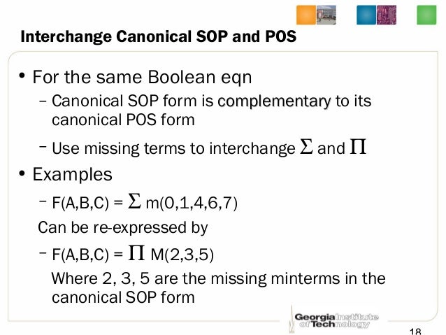 lec6 intro to computer engineering by hsien hsin sean lee georgia tec canonical sop form