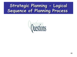 68
Strategic Planning -Strategic Planning - LogicalLogical
Sequence of Planning ProcessSequence of Planning Process
 
