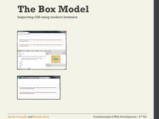 Fundamentals of Web Development - 2nd Ed.
Randy Connolly and Ricardo Hoar
The Box Model
Inspecting CSS using modern browsers
 