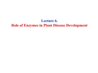Lecture 6.
Role of Enzymes in Plant Disease Development
 