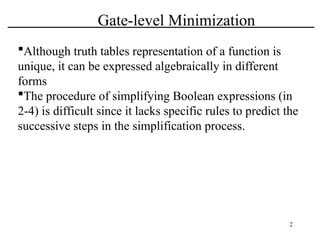 AI Lecture 1 K Maps Gate Level Minimization | PPT