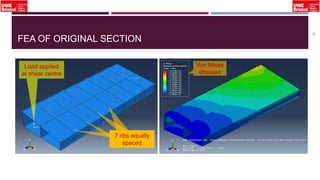 FEA OF ORIGINAL SECTION
37
Load applied
at shear centre
7 ribs equally
spaced
Von Mises
stresses
 