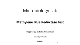 Microbiology Lab
Prepared by: Kazhaleh Mohammadi
Knowledge University
2022-2023
1
Methylene Blue Reductase Test
 