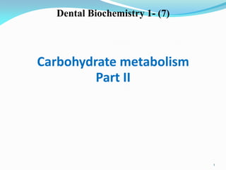 Dental Biochemistry 1- (7)
Carbohydrate metabolism
Part II
1
 