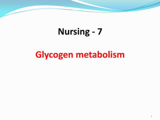 Nursing - 7

Glycogen metabolism




                      1
 