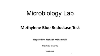 Microbiology Lab
Prepared by: Kazhaleh Mohammadi
Knowledge University
2022-2023
1
Methylene Blue Reductase Test
 