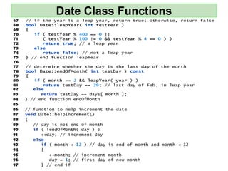 Date Class Functions
 