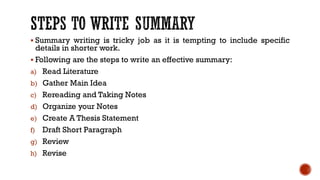 Summary Writing | PDF