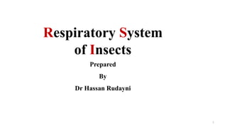 Respiratory System
of Insects
Prepared
By
Dr Hassan Rudayni
1
 