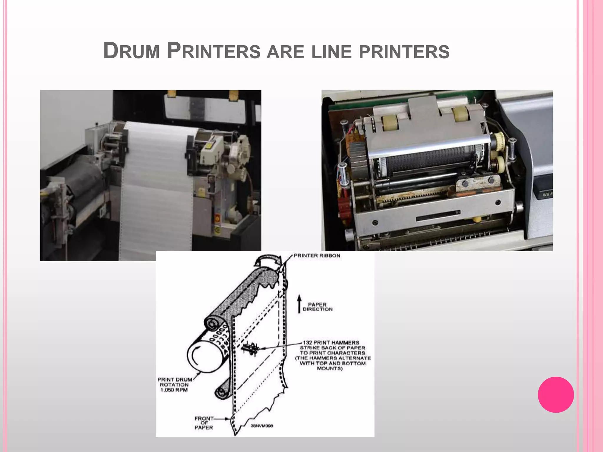 DRUM PRINTERS ARE LINE PRINTERS
 