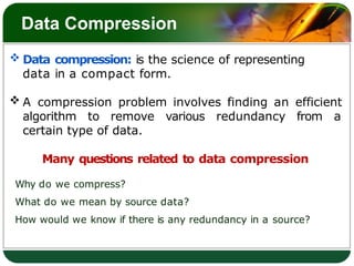 Comprehensive Overview of Data Compression Techniques in Multimedia | PPTX