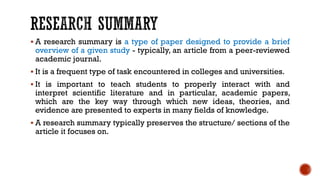Structure Of A Research Summary – YGGD