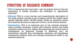structure of research summary