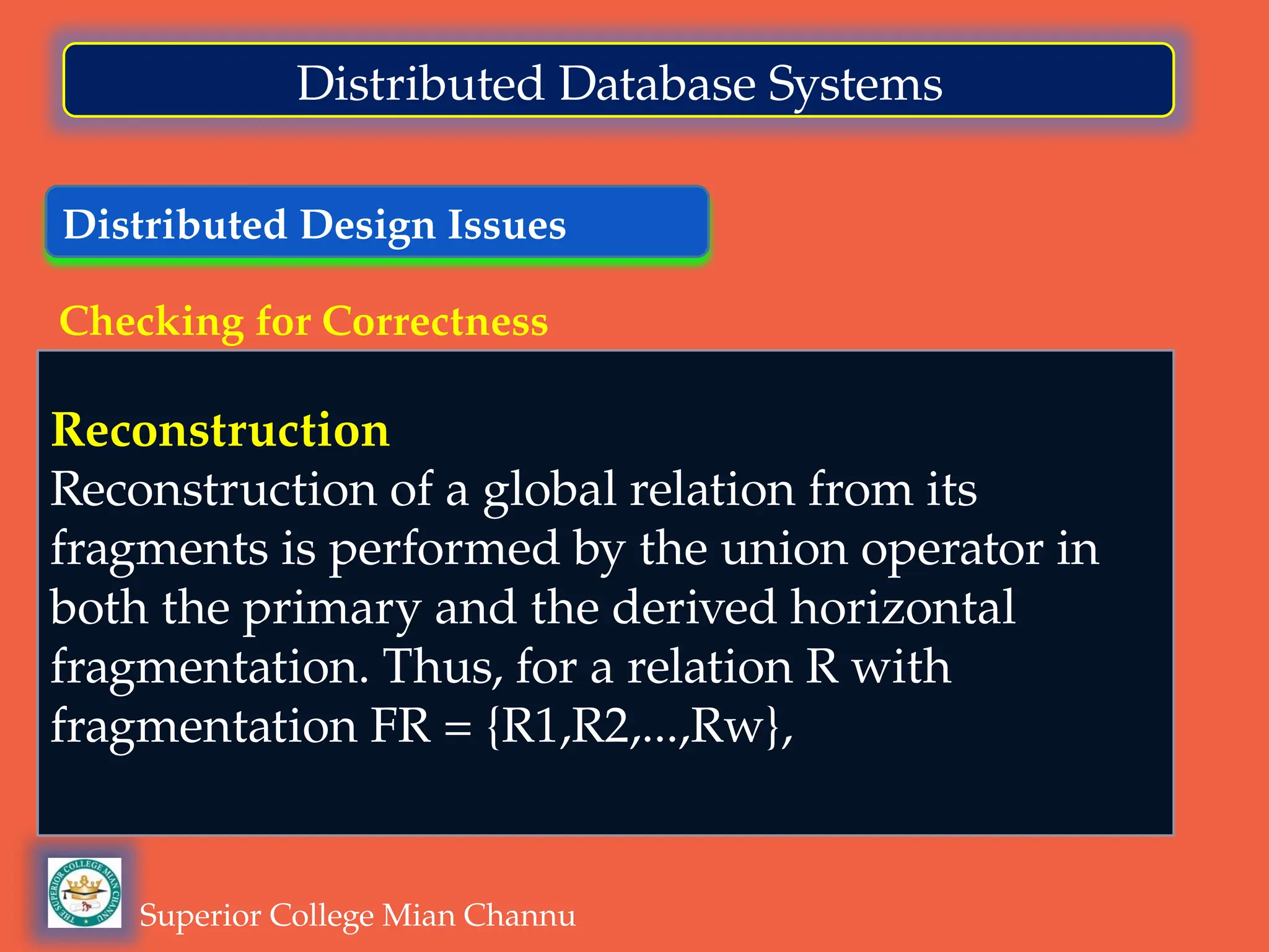 Distributed Database Systems-Types of Fragmentation I.pptx | Databases ...