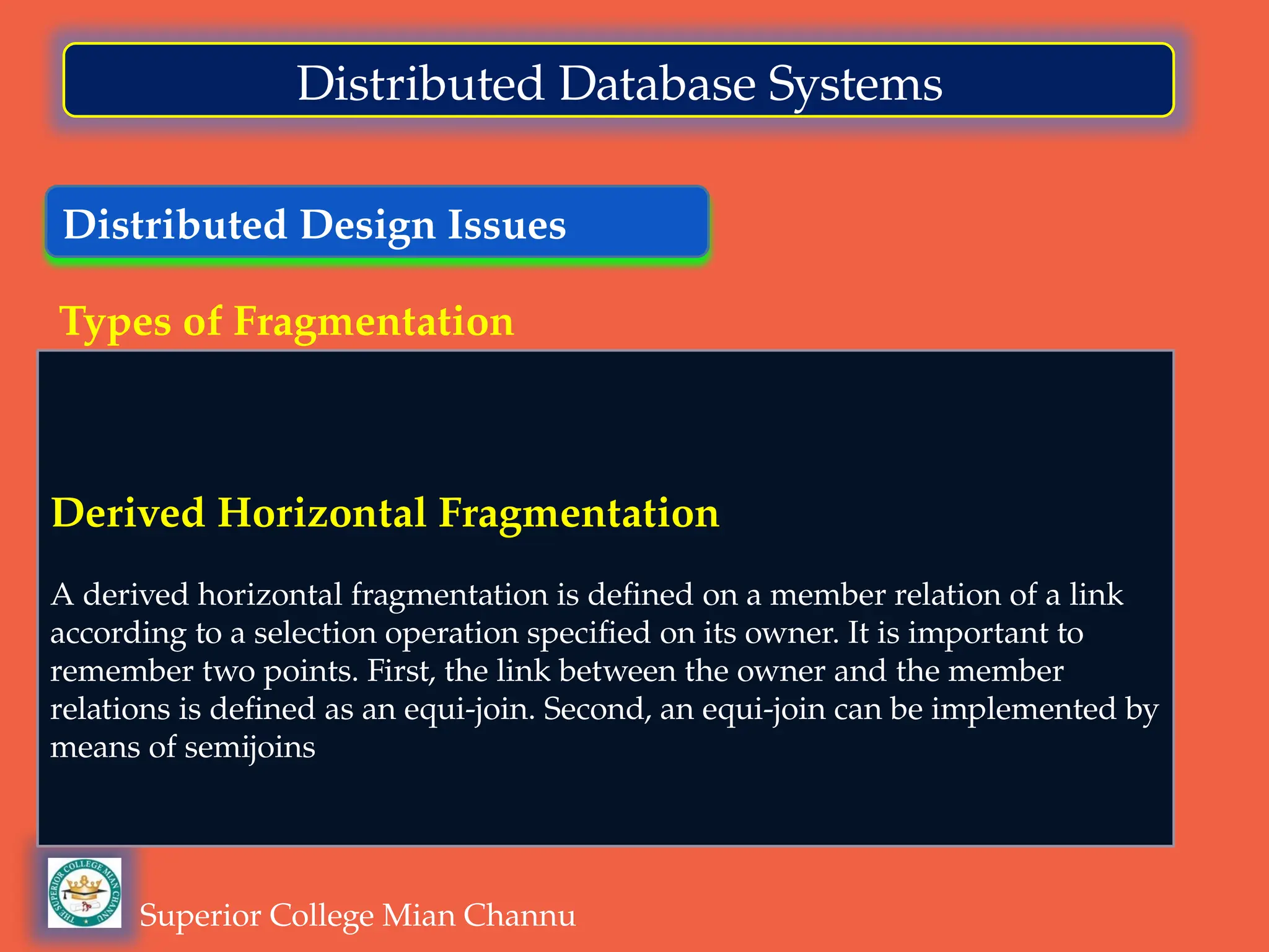 Distributed Database Systems-Types of Fragmentation I.pptx | Databases ...