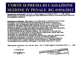 CORTE SUPREMA DI CASSAZIONE
SEZIONE IV PENALE RG 41016/2012
 
