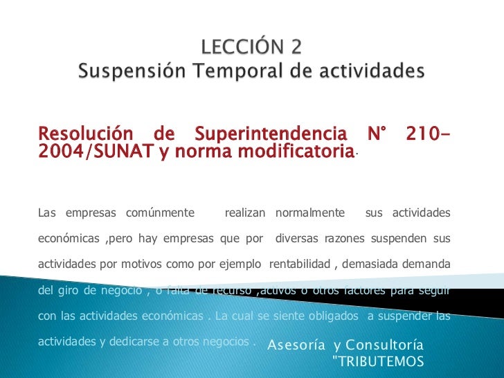 Lección 2 suspension temporal de actividades