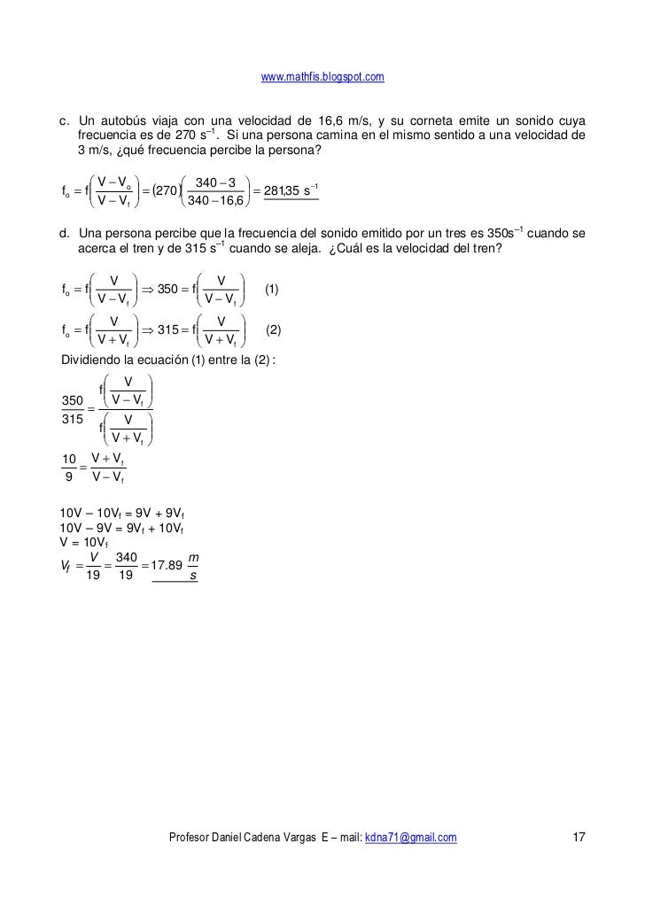 Formula General Del Efecto Doppler