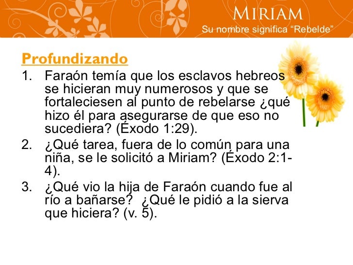 Lección 5 Mujeres en la Biblia Miriam y yo