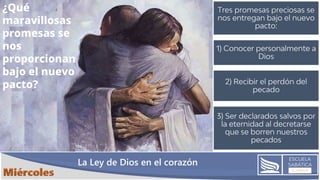 La Ley de Dios en el corazón
¿Qué
maravillosas
promesas se
nos
proporcionan
bajo el nuevo
pacto?
 