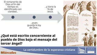 La certidumbre de la esperanza cristiana
¿Qué está escrito concerniente al
pueblo de Dios bajo el mensaje del
tercer ángel?
 