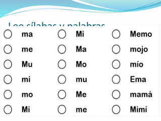 Lee sílabas y palabras