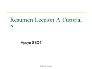 Resumen Lección A Tutorial
2

   Apoyo SSD4




            Mtl Lourdes Cahuich   1
 