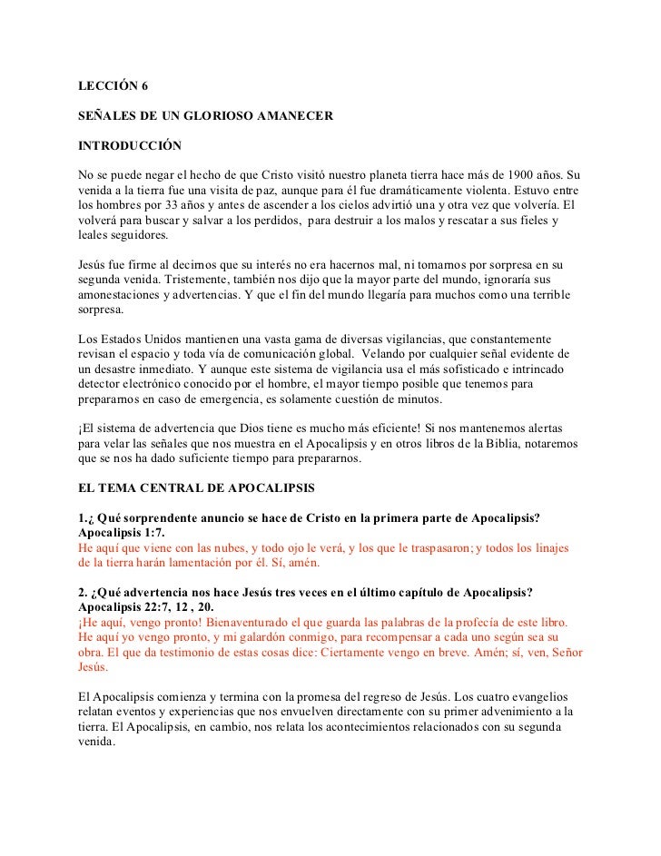 Leccion 06 Senales De Un Glorioso Amanecer leccion 06 senales de un glorioso amanecer