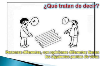 Personas diferentes, con opiniones diferentes tienen
                      los siguientes puntos de vista:
 