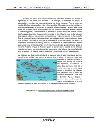 MAESTRO: NELSON FIGUEROA VEGA GRADO: 6TO
LECCIÓN #1