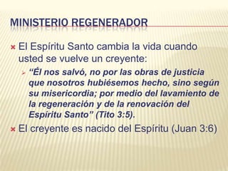 “Amaste la justicia y aborreciste la iniquidad; por lo cual te ungió Dios, el Dios tuyo, con aceite de alegría, más que a tus compañeros” (Hebreos 1:9).Espíritu Santo en la vida de JesúsFUE SELLADO POR EL ESPÍRITU:“Trabajad, no por la comida que perece, sino por la comida que permanece para vida eterna, que el Hijo del Hombre os dará; porque en éste, Dios el Padre ha puesto su sello” (Juan 6:27).FUE LLEVADO POR EL ESPÍRITU:“Entonces Jesús fue llevado por el Espíritu al desierto, para ser tentado por el diablo” (Mateo 4:1).Espíritu Santo en la vida de JesúsFUE AUTORIZADO POR EL ESPÍRITU:“Pero si por el Espíritu de Dios yo echo fuera los demonios, ciertamente ha llegado a vosotros el reino de Dios” (Mateo 12:28).FUE LLENO DEL ESPÍRITU:“Entonces Jesús, lleno del Espíritu Santo, volvió del Jordán y fue llevado por el Espíritu al desierto” (Lucas 4:1).Espíritu Santo en la vida de JesúsSE CONMOVIÓ EN EL ESPÍRITU:“Entonces Jesús, al verla llorando y al ver a los judíos que habían venido junto con ella también llorando, se conmovió en espíritu y se  turbó” (Juan 11.33).SE REGOCIJÓ EN EL ESPÍRITU:“En aquella misma hora Jesús se regocijó en el Espíritu Santo y dijo: Yo te alabo, oh Padre, Señor del cielo y de la tierra, porque has escondido estas cosas de los sabios y entendidos y las has revelado a los niños. Sí, Padre, porque así te agradó” (Lucas 10:21).Espíritu Santo en la vida de JesúsFUE OFRECIDO A TRAVÉS DEL ESPÍRITU:“¡Cuánto más la sangre de Cristo, quien mediante el Espíritu eterno se ofreció a sí mismo sin mancha a Dios, limpiará nuestras conciencias de las obras muertas para servir al Dios vivo!” (Hebreos 9:14).FUE VIVIFICADO POR EL ESPÍRITU:“Porque Cristo también padeció una vez para siempre por los pecados, el justo por los injustos, para llevarnos a Dios, siendo a la verdad muerto en la carne, pero vivificado en el espíritu” (1 Pedro 3:18).