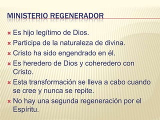 “Y quien fue declarado Hijo de Dios con poder según el Espíritu de santidad por su resurrección de entre los muertos--, Jesucristo nuestro Señor” (Romanos 1:4).Espíritu Santo en la vida de JesúsORDENÓ A SUS DISCÍPULOS A TRAVÉS DEL ESPÍRITU:“Hasta el día en que fue recibido arriba, después de haber dado mandamientos por el Espíritu Santo a los apóstoles que había escogido” (Hechos 1:2).El Ministerio RestrictivoProfecía: Joel 2:28 – El Espíritu fue dado en esa medida a la Iglesia. Cumplimiento: Hechos 2 – Día de Pentecostés.2 Tesalonicenses 2:6-8No se revela la identidad de la persona. Pero se puede identificar Su poder soberano, es el Espíritu Santo.