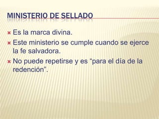 Ministerio de Morar o UngirEl hecho de que el Espíritu mora en el creyente es el fundamento sobre el cual dependen todos los demás ministerios del Espíritu Santo para los hijos de Dios.El propósito de esta habitación es fortalecer la nueva naturaleza recibida a través de la salvación:“¿O no sabéis que vuestro cuerpo es templo del Espíritu Santo, que mora en vosotros, el cual tenéis de Dios, y que no sois vuestros?” (1 Corintios 6:19).Ministerio de Morar o Ungir“¿No sabéis que sois templo de Dios, y que el Espíritu de Dios mora en vosotros?” (1 Corintios 3:16).