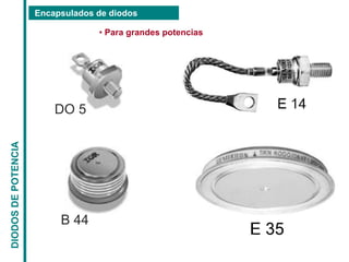 Encapsulados de diodos
DIODOS
DE
POTENCIA
• Para grandes potencias
B 44
DO 5
 