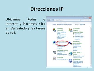 DHCP- IP Dinámicas
Una dirección IP dinámica es una IP
asignada mediante un servidor DHCP
(Dynamic Host Configuration Protocol) al
usuario. La IP que se obtiene tiene una
duración máxima determinada. El
servidor DHCP provee parámetros de
configuración específicos para cada
cliente que desee participar en la red IP.
Entre estos parámetros se encuentra la
dirección IP del cliente.
Las IP dinámicas son las que actualmente
ofrecen la mayoría de operadores. El
servidor del servicio DHCP puede ser
configurado para que renueve las
direcciones asignadas cada tiempo
determinado.
21
 