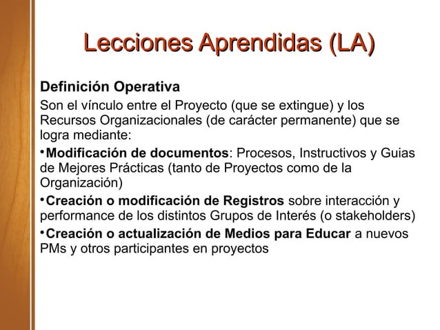 Lecciones aprendidas en proyectos 1